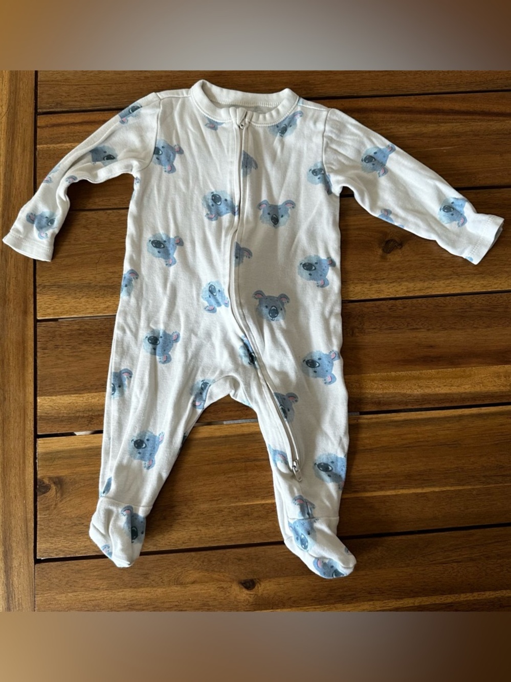 Old Navy White Footed One-Piece pjs with Blue Koala Print size 3-6 months